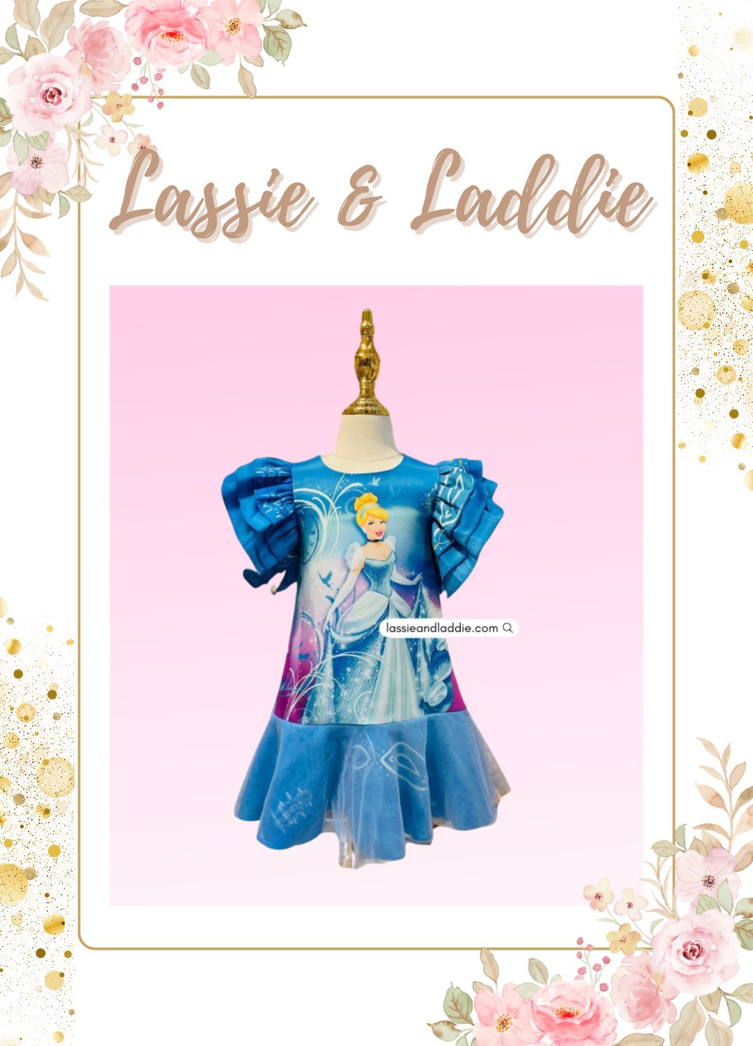 Cinderella-Inspired Princess Dress with Ruffle Sleeves (K201)