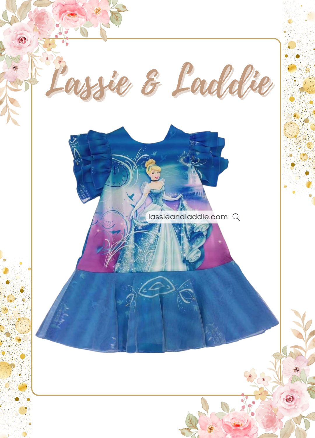 Cinderella-Inspired Princess Dress with Ruffle Sleeves (K201)