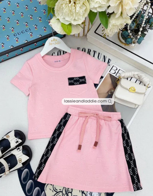 Chic Monogram Embossed Co-ord Set – Pretty in Pink with Luxe Details (GG452)