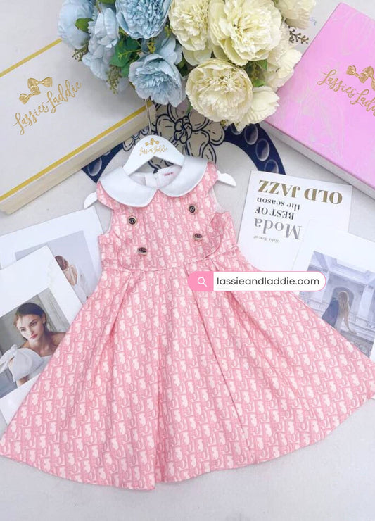 Pink Sleeveless Dress with Peter Pan Collar (CD187)