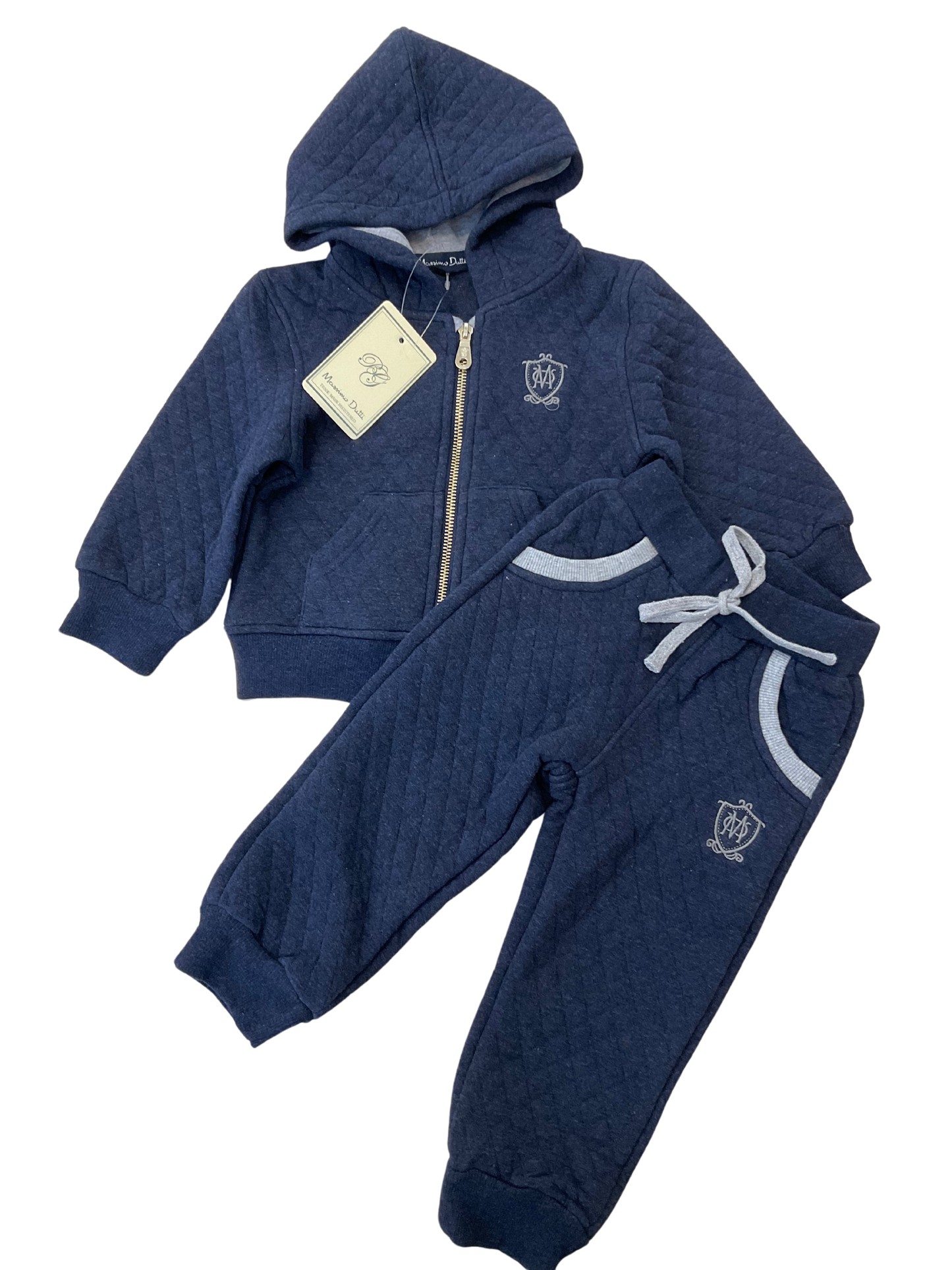 Massimo Dutti Cozy Quilted Hoodie Navy Set (MS43)