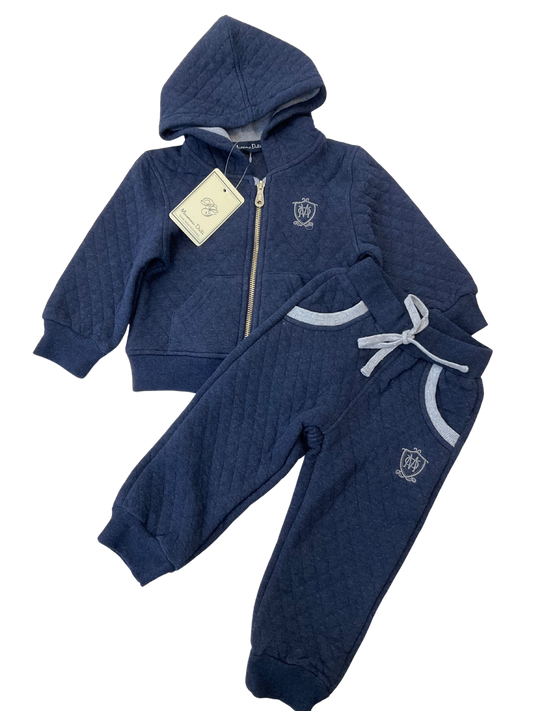 Massimo Dutti Cozy Quilted Hoodie Navy Set (MS43)