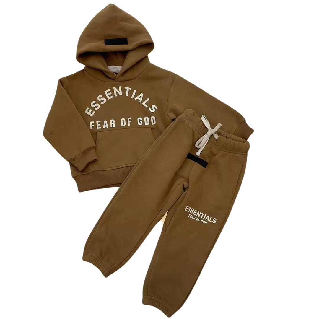 Essentials Fear of God Kids Hoodie and Jogger Set – Khaki (EK46)