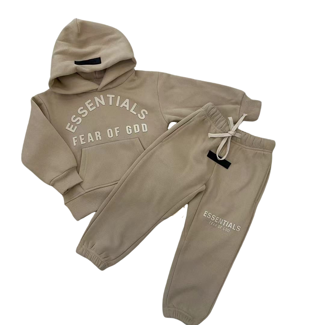 Essentials Fear of God Kids Hoodie and Jogger Set – Beige (EK45)