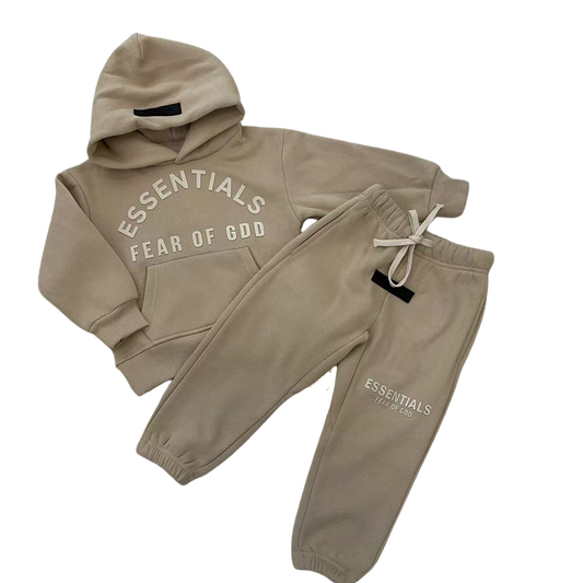 Essentials Fear of God Kids Hoodie and Jogger Set – Beige (EK45)